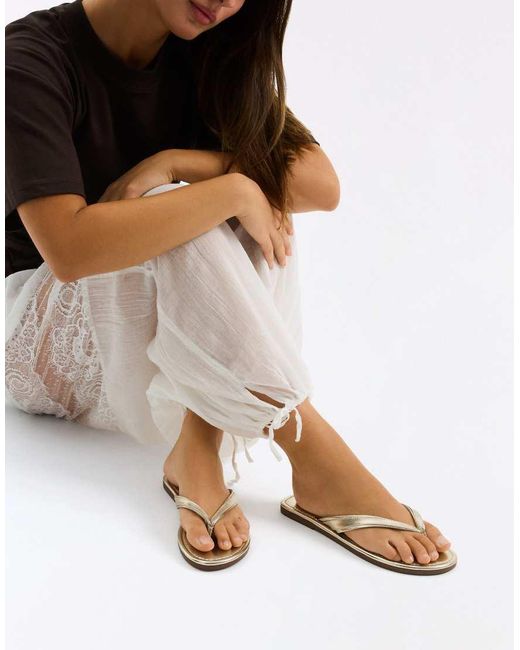 Bershka White Flat Thong Sandals