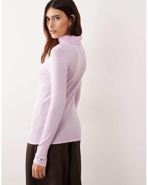 ARRANGE Purple Merino Wool Turtleneck Top
