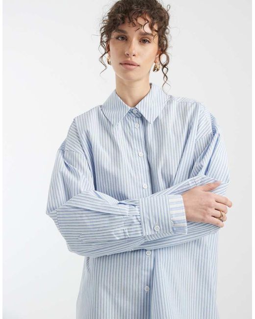 ASOS Blue Oversized Double Layered Shirt Mini Dress
