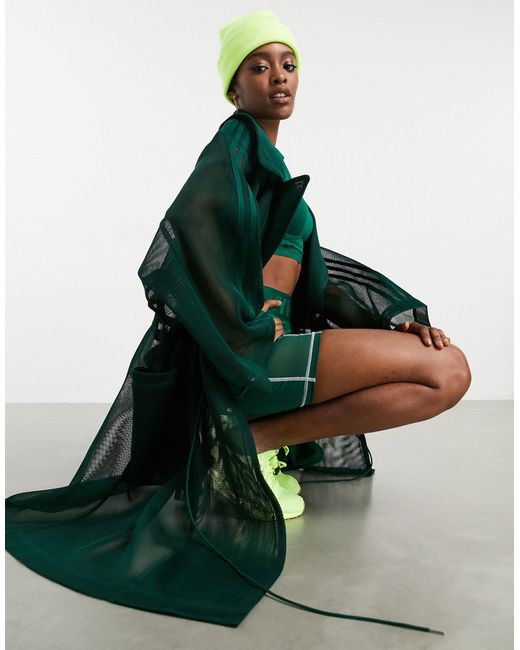 Ivy Park Adidas X Mesh Trench Coat in Green | Lyst
