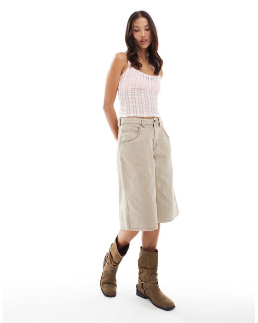 Bershka Natural – longline-shorts