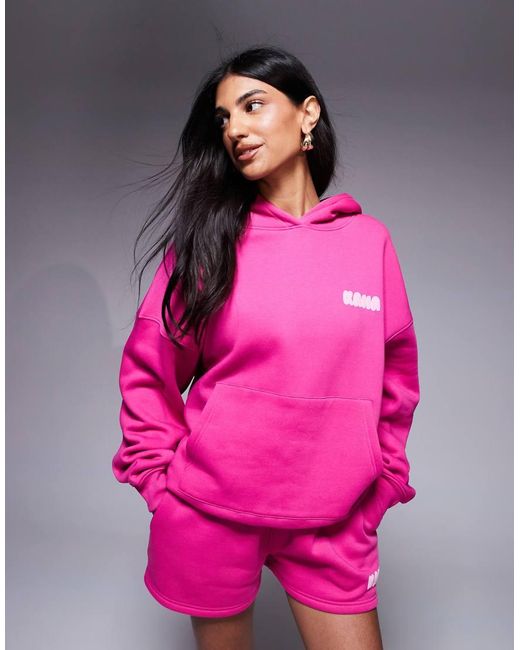 Sudadera Rosa Y Rosa Pastel Extragrande Con Capucha Y Logo Estampado En Relieve De (Parte De Un Conjunto) Kaiia de color Pink