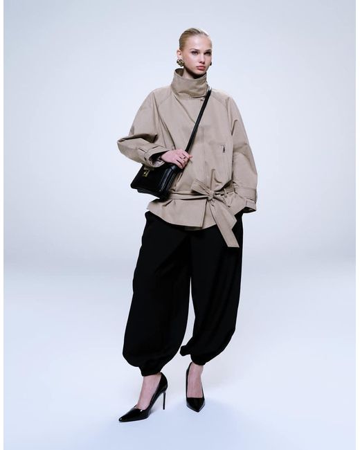 ASOS Natural Drop Belt Mid Length Trench Coat