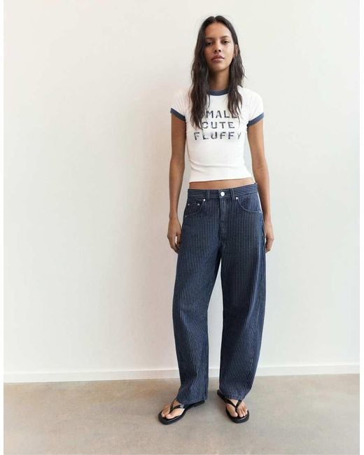 Pull&Bear Blue Lilo & Stitch Slim Fit T-shirt