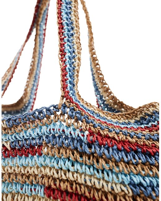 ASOS Blue Hand Crochet Straw Tote Bag