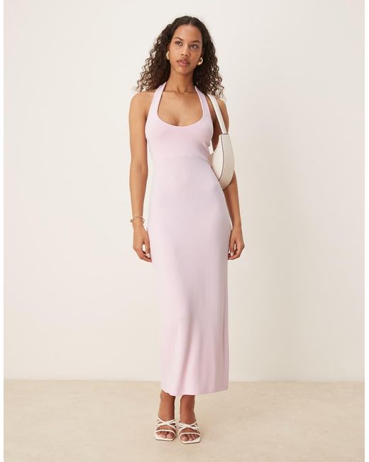 Gina Tricot Pink Tie Up Backless Halterneck Midaxi Dress