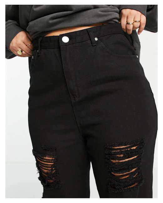 Yours Black Exclusive Super Ripped Mom Jeans