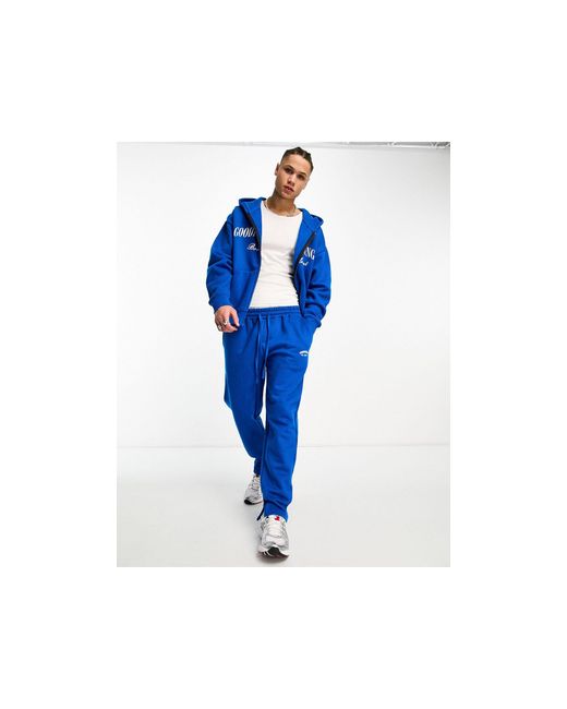 Good For Nothing Blue Co-ord Straight Leg joggers for men