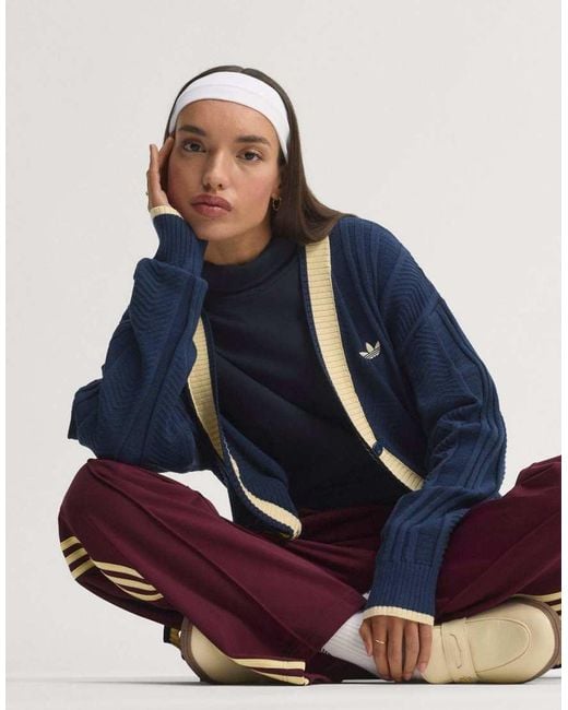 Adidas Originals Blue Cable Knit Cardigan