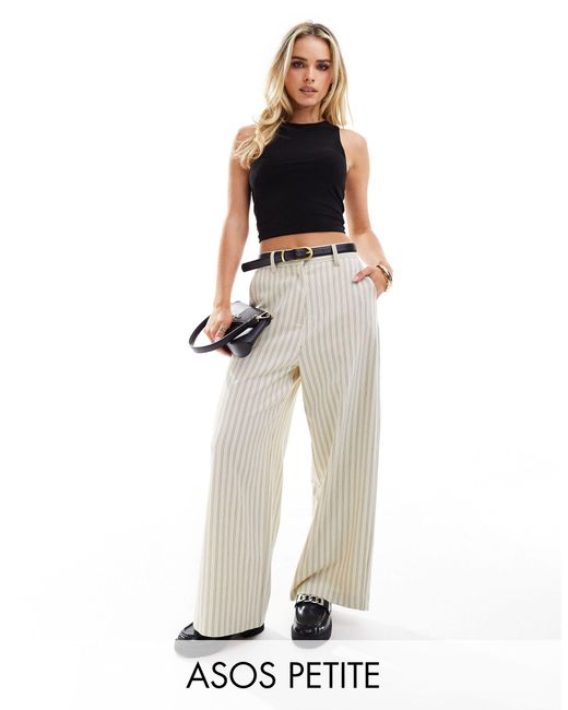 ASOS White Petite Tailored Trousers With Belt