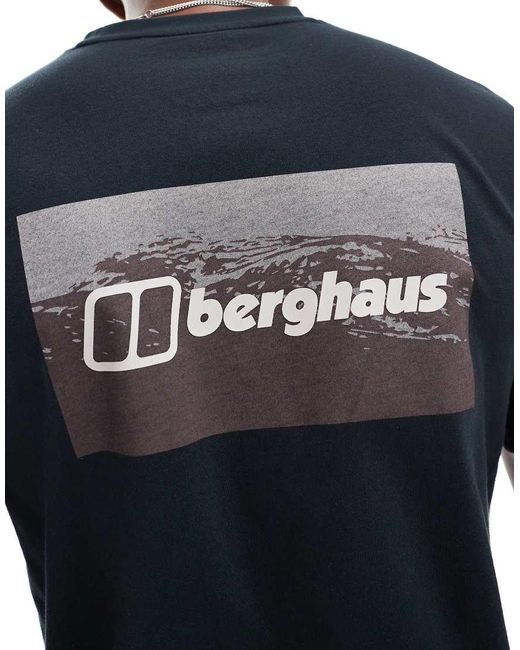 Berghaus Blue Cheviot Box Logo Short Sleeve T-Shirt for men