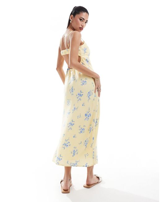 Hollister Floral Print Midaxi Dress in Natural Lyst UK