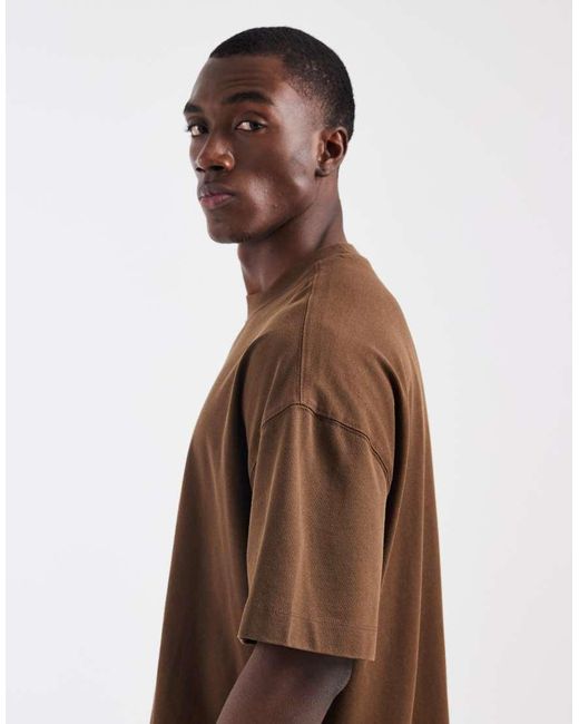 4505 Brown Icon Heavyweight Cotton Oversized T-Shirt With Quick Dry Finish for men