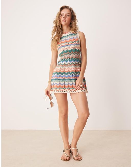 Free People Natural Sandy Mae Knitted Mini Dress