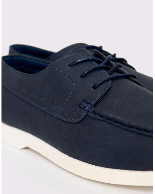 Threadbare Blue Faux Suede Boat Shoes for men