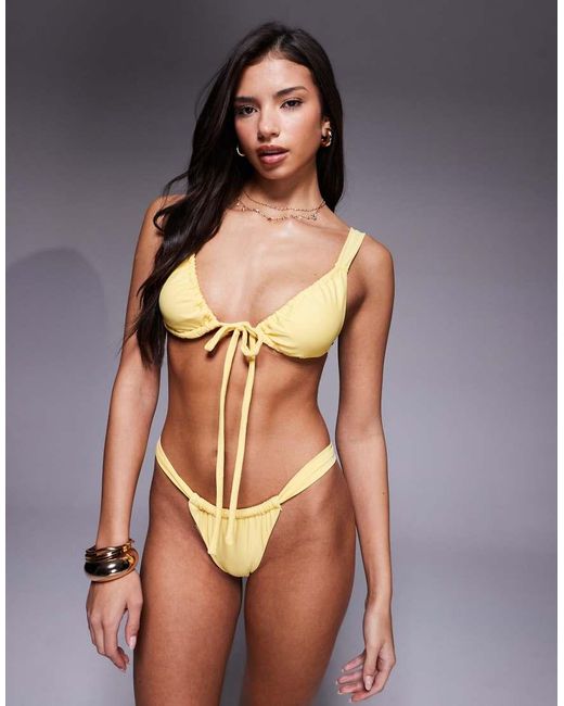 Candypants Brown Ruched Triangle Bikini Top