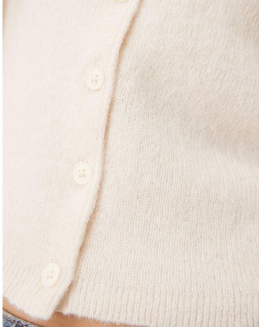 ASOS White Crew Neck Micro Cardigan