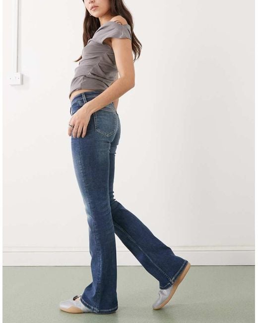 Weekday Blue Luna Low Waisted Skinny Bootcut Jeans
