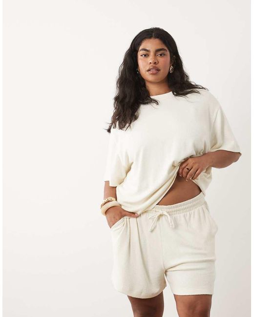 ASOS Natural Asos Design Curve Textured Knit Runner Shorts