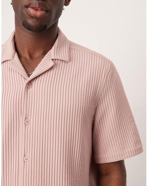 Chemise plissée coupe carrée ample avec col à revers ASOS pour homme en coloris Pink