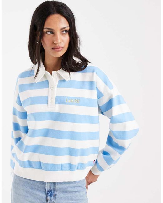 Levi's Blue Vintage Striped Polo Neck