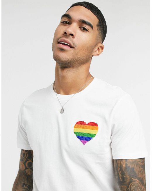 Abercrombie & Fitch – Pride – es T-Shirt mit Wendepailletten in White für Herren