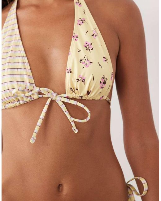 ASOS Brown Imogen Check Laguna High Apex Triangle Bikini Top