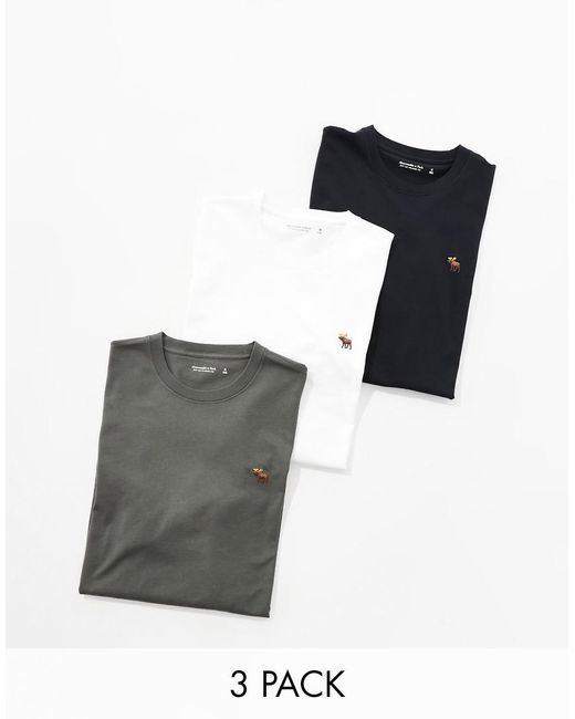 Abercrombie & Fitch Set Van 3 T-Shirts Met Lange Mouwen En Icoonlogo in het Multicolor voor heren