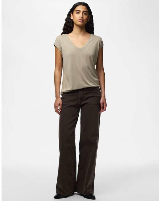 Pieces Gray V-Neck T-Shirt