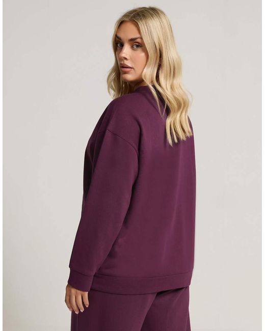 Yours Clothing Purple Jersey Button Cardigan