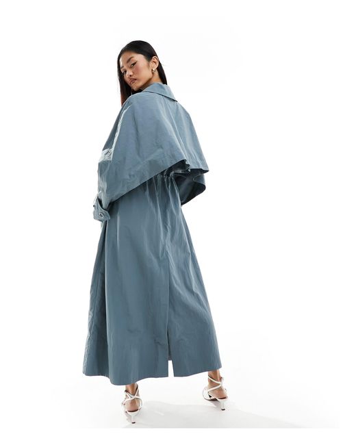 French Connection Blue Ilena Lightwash Denim Look Trench Coat