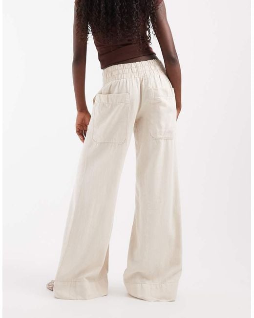 Free People White Breezy Low Rise Flare Pull On Trouser