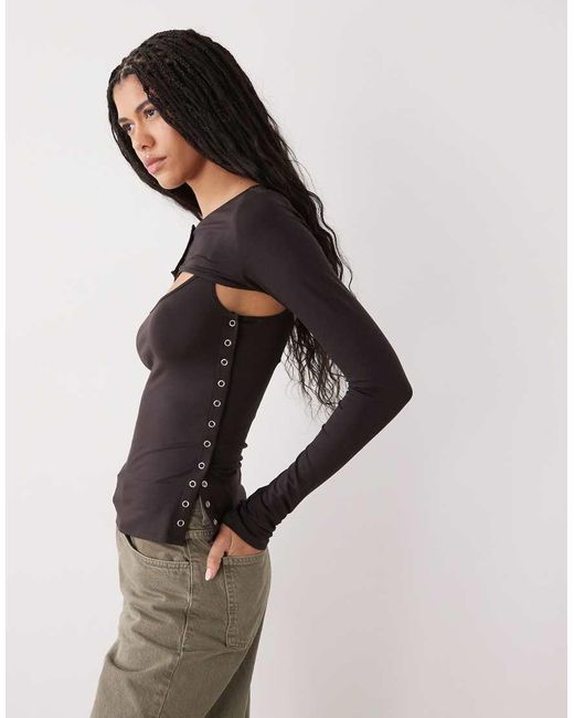 Weekday Brown Bolero Detail Long Sleeve Top