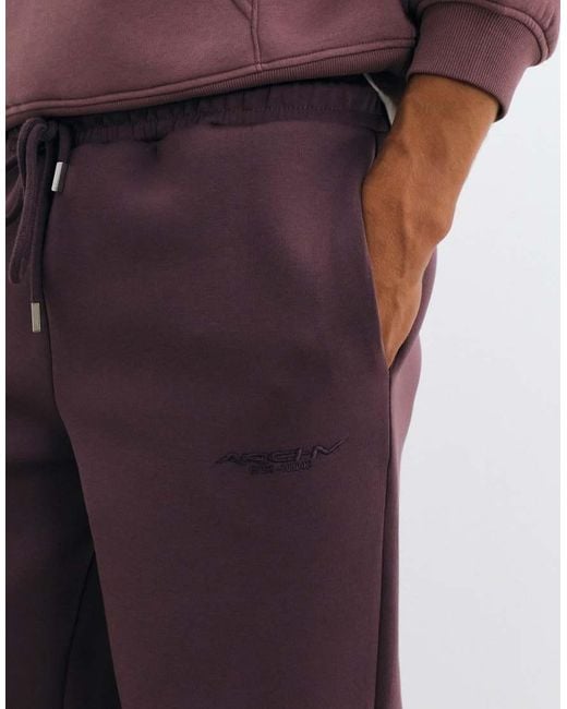ASOS Purple Wide Leg Scuba-Style Fabric Jogger With Embroidery for men