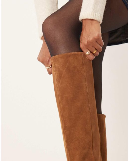 Cleoni - bottes montantes à enfiler en daim ASOS en coloris Natural