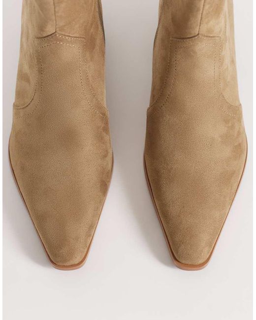 ASOS White Ansel Low Flat Pointed Ankle Boots