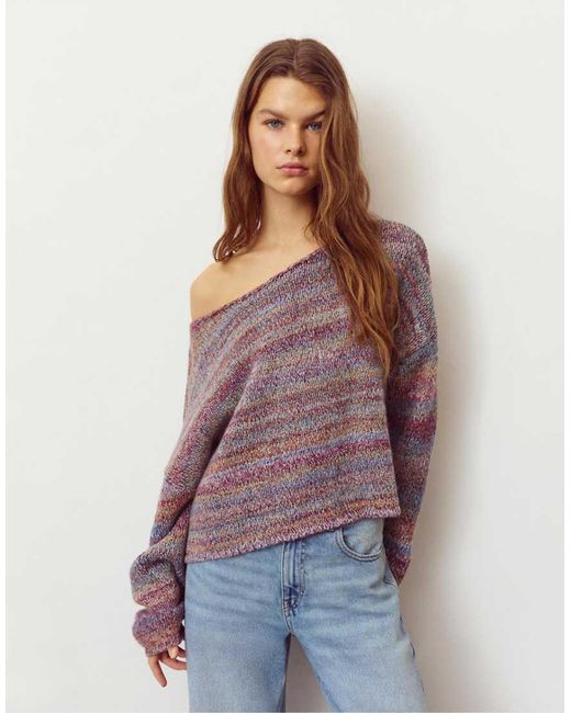 Pull&Bear Oversized Sweater Met Space Dye in het Purple