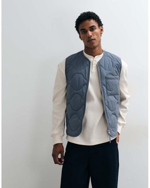 ARKET Blue Quilted Gilet With Zip Front for men