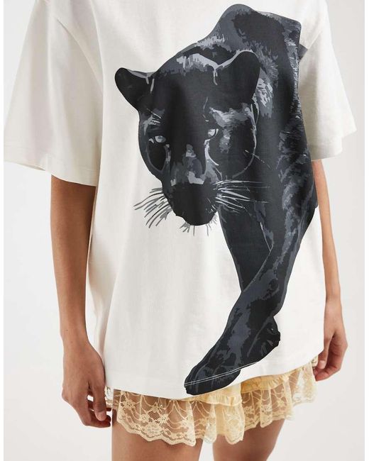 ASOS White Oversized Tee With Panther Graphic