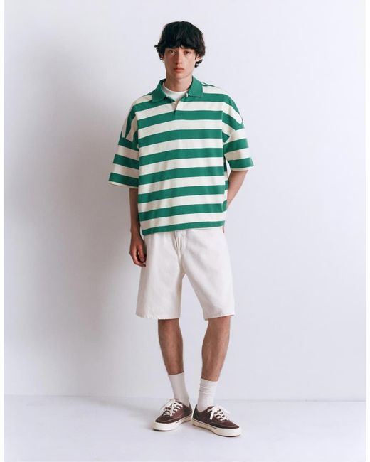 Pull&Bear Recht Oversized Gestreept Poloshirt in het Blue voor heren