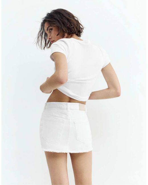 Pull&Bear Denim Skort in het White