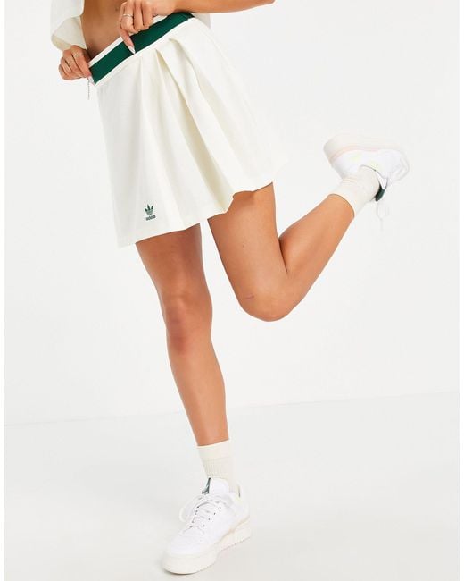 Adidas Originals White 'tennis Luxe' Logo Pleated Skirt