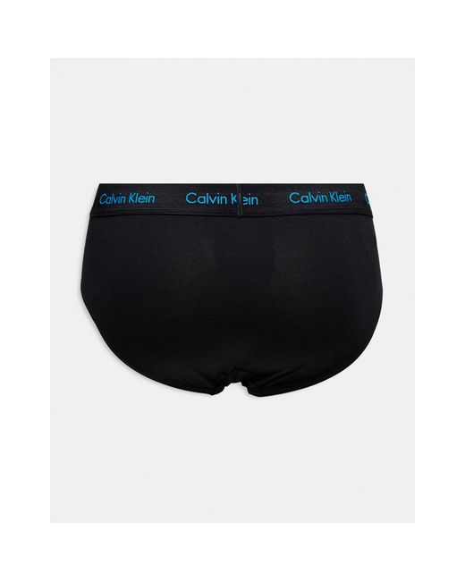 Cotton stretch - confezione da 3 slip neri con logo colorato di Calvin Klein in Black da Uomo