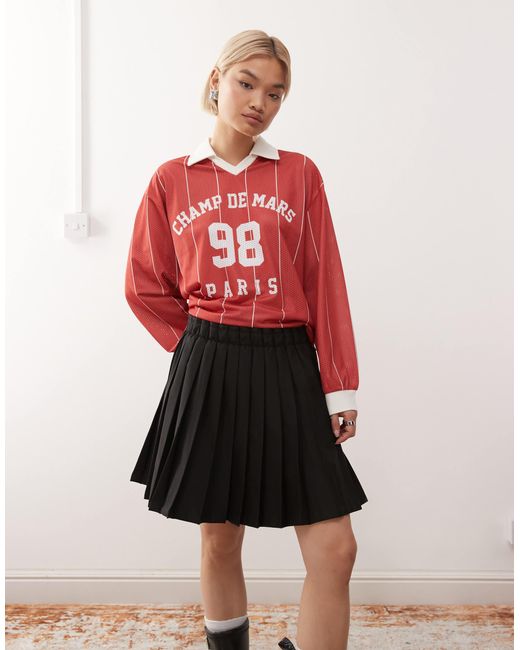 Monki Red – midi-faltenrock