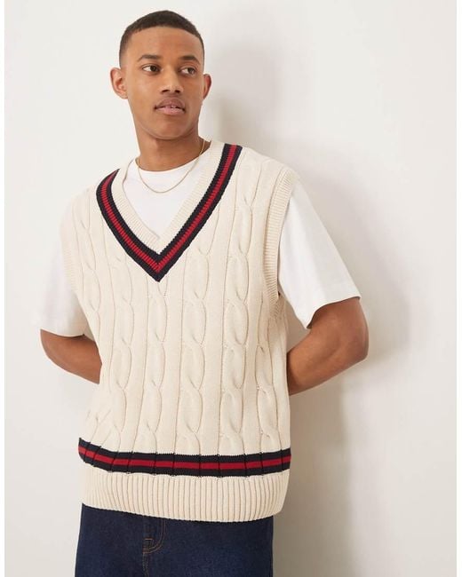 Gant Natural Cable Knit Cricket Vest for men