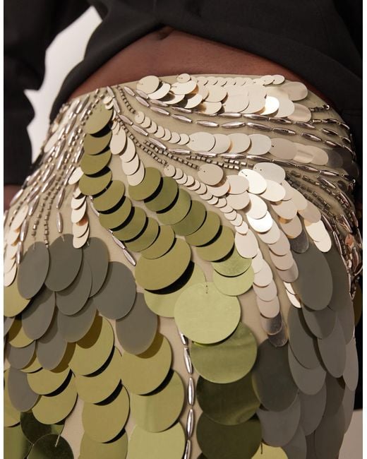 Jupe longue à ourlet droit avec ornements linéaires ondulés ARRANGE en coloris Natural