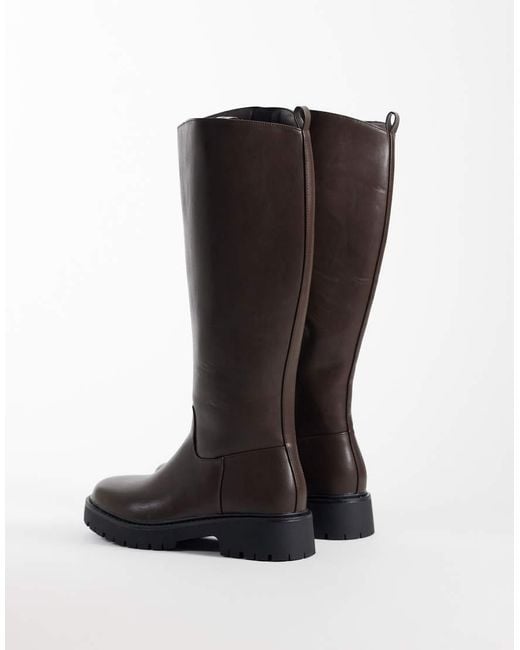 London Rebel Black Clove Chunky Knee Boots