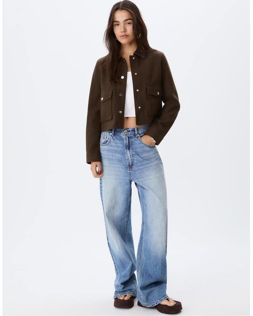 Stradivarius Brown Soft Short Jacket