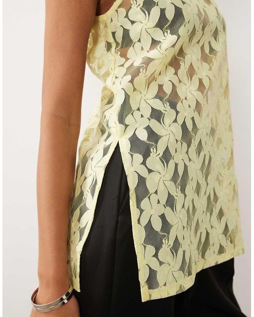ASOS Yellow Lace Oversized Longline Tank Top