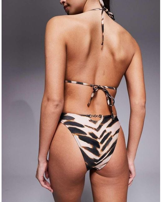 ASOS Brown Nicole Ibiza High Leg Cheeky Brazilian Bikini Bottom